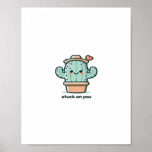 Poster Stuck On You Cactus Cute Plant Design  (Frente)