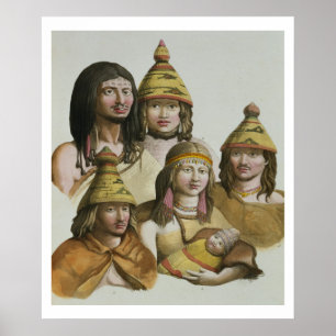 Poster Studies of native Americans (colour litho)
