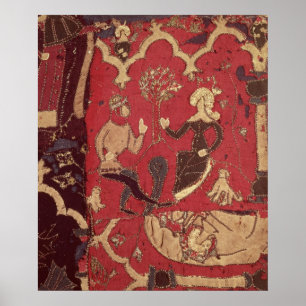 Póster Stumpwork que descreve Tristan e Isolde