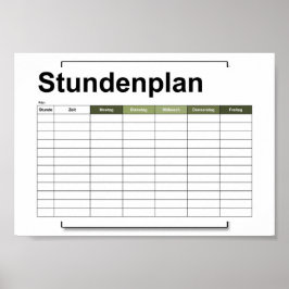 Poster stundenplan, time, agenda, poster, deutsch po