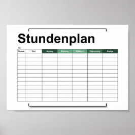 Poster stundenplan, time, agenda, poster, deutsch po