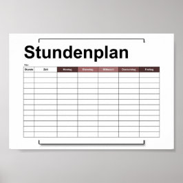 Poster stundenplan, time, agenda, poster, deutsch po
