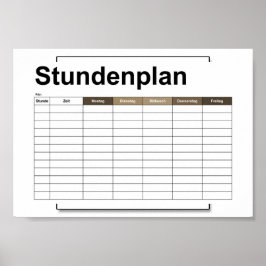 Poster stundenplan, time, agenda, poster, deutsch po