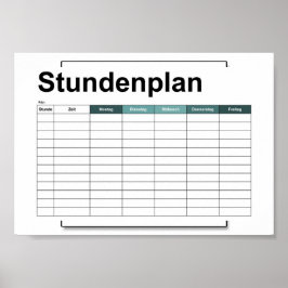 Póster stundenplan, time, agenda, poster, deutsch po