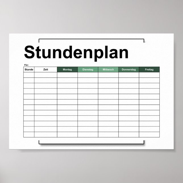 Poster stundenplan, time, agenda, poster, deutsch po (Frente)