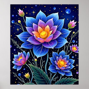 Poster Stuning Cosmic Floral Dreams Design