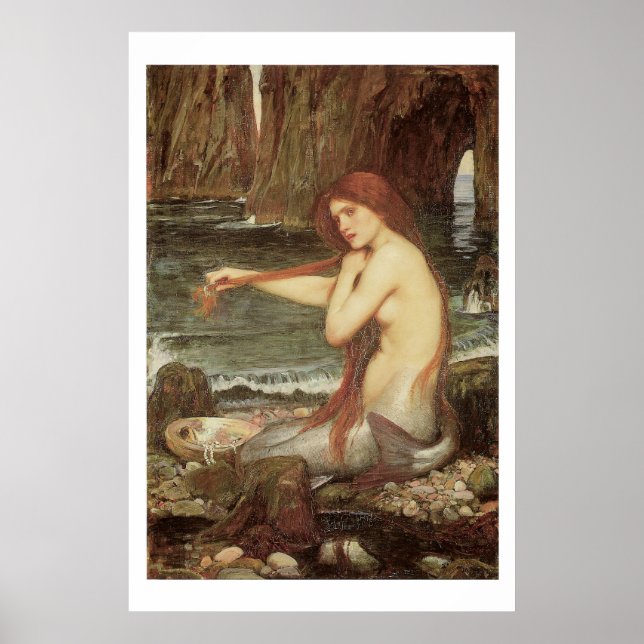 Poster Stunningly Beautiful Victorian Art Mermaid Print (Frente)