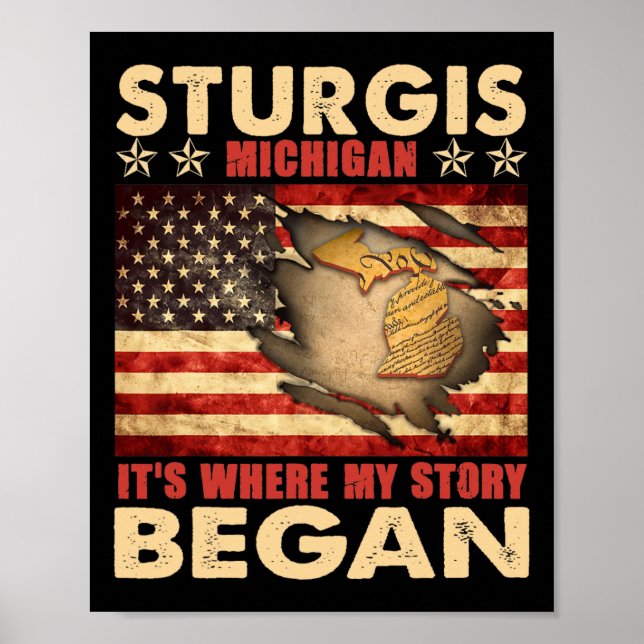 Poster Sturgis Michigan Usa Flag 4 De Julho (Frente)