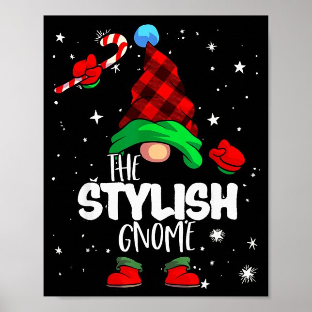 Poster Stylish Gnome Red Buffalo Plaid Matching Family Ch (Frente)
