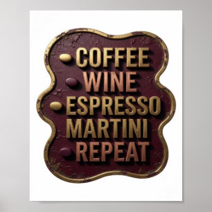 Poster Stylish Gold CAFÉ VINHO ESPRESSO MARTINI REPEA v2
