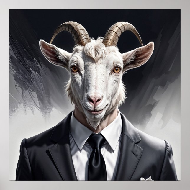 Poster Stylish horned figure in sharp formal attire art (Frente)