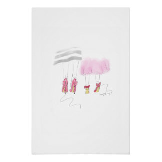 Póster Stylish Mother and Daughter Watercolor Art