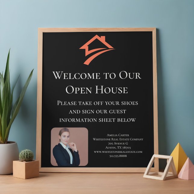 Poster Stylish Unique Black Real Estate Agent (Stylish Unique Black Real Estate Agent Poster)