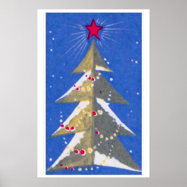 Poster Stylized Christmas Tree Mid-Century Matchbox Label (Frente)