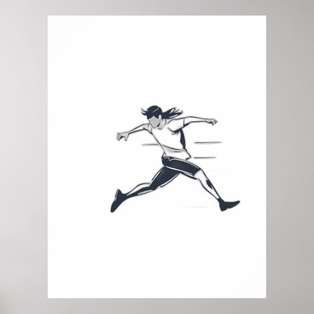 Poster Stylized Silhouette of a Person Running Fast (Frente)