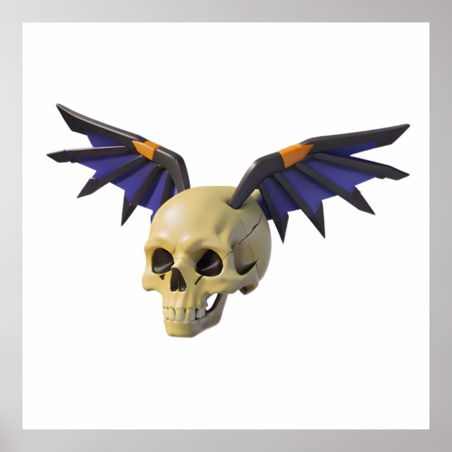Poster Stylized Skull with Angular Colorful Wings (Frente)
