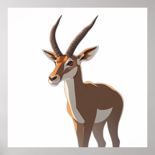 Poster Stylized Springbok Antelope Full Body Illustration (Frente)