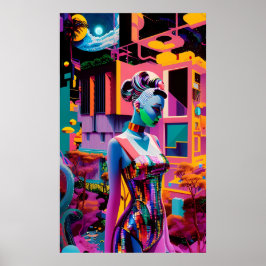 Poster Sua Bonsai Vaporwave Fora De Kanagawa