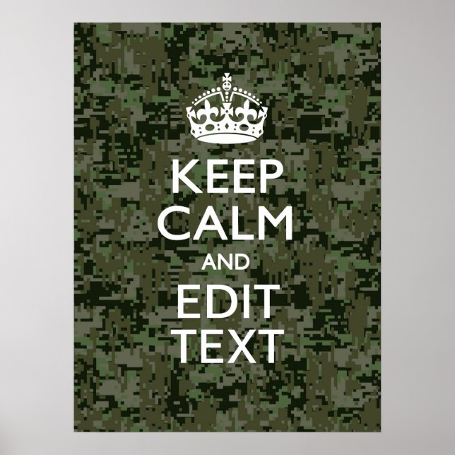 Poster Sua Camuflagem Digital de Texto Verde Verde Manter (Frente)