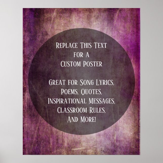 Poster Sua citação favorita Berry & Brown Grunge em Círcu (Frente)