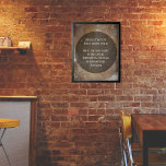 Poster Sua Citação Favorita, Castanho e Grunge Branco<br><div class="desc">O fundo é coberto com um gráfico riscado, angustiado, vítreo, granulado em tons de castanho e branco. Você é bem-vindo para substituir minha obra de arte digital por sua própria, ou mesmo com uma foto que você ama! Por cima disso, um grande círculo negro translúcido ajuda o seu texto a...</div>