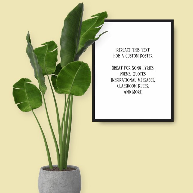 Poster Sua citação favorita - preto simples em branco (Criador carregado)