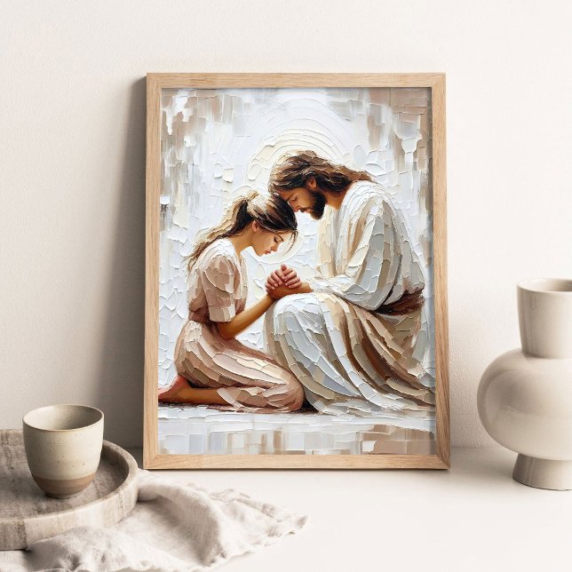 Poster Sua Fé, Pintura Cristã, Jesus Orando com (Criador carregado)