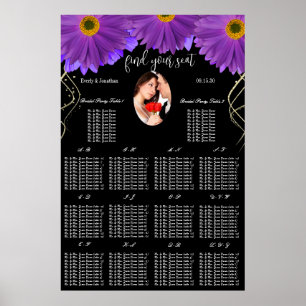 Póster Sua Foto: Black & Plum Gerber Daisy Seating Chart