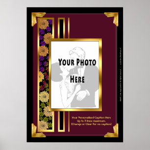 Poster Sua foto em um quadro de arte burgundy