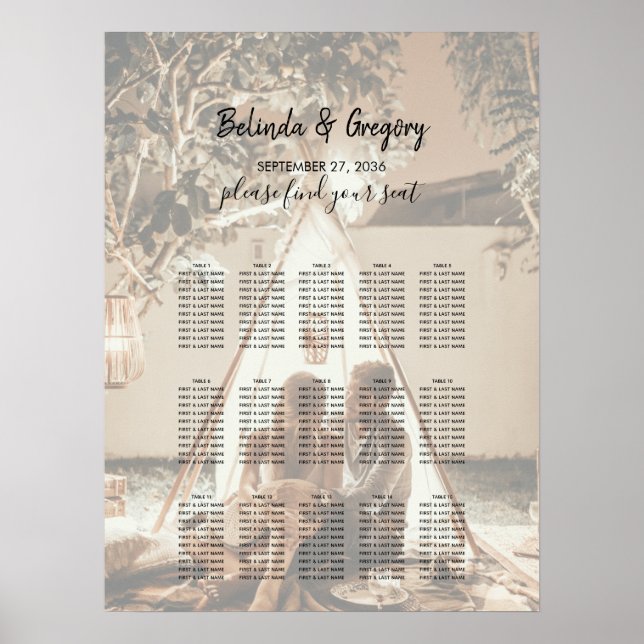Poster Sua Foto: Gráfico de Assentos de Casamento Desvane (Frente)