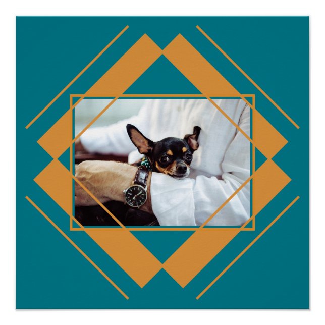 Póster SUA FOTO no poster de padrão geométrico (Frente)