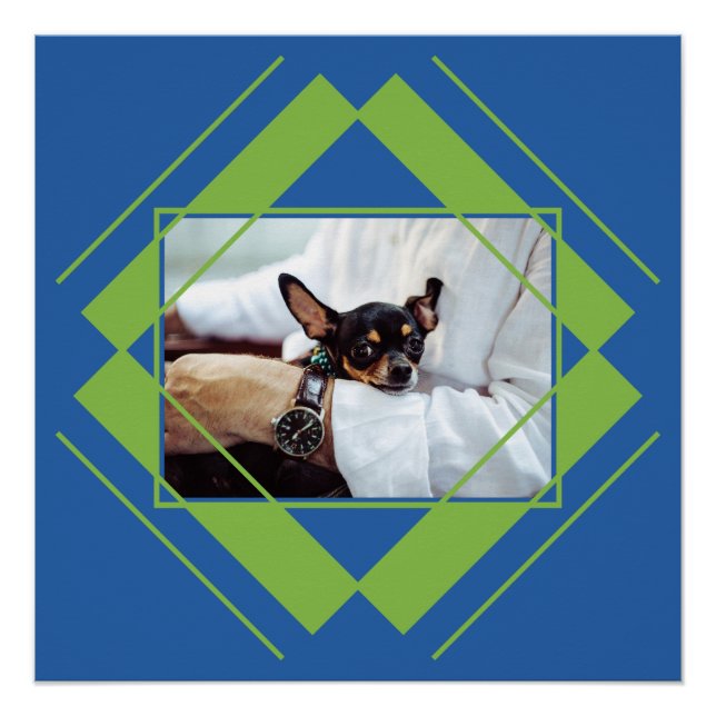Póster SUA FOTO no poster de padrão geométrico (Frente)