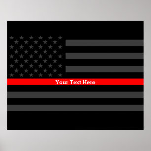 Póster Sua linha vermelha fina bandeira à moda do texto