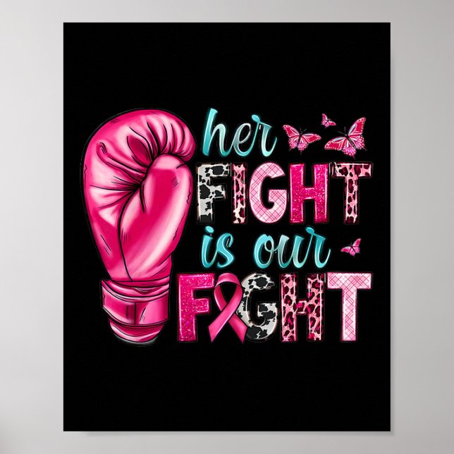Poster Sua Luta É Nossa Luta Com As Luvas De Boxim Cancer (Frente)