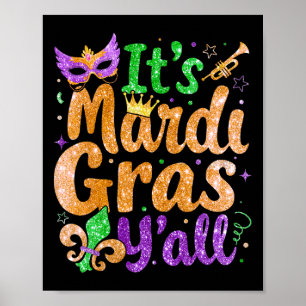 Poster Sua Máscara do Mardi Gras Yall Mardi Gras Party