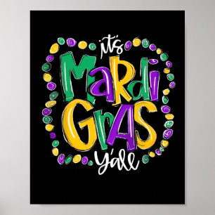 Poster Sua Máscara do Mardi Gras Yall Mardi Gras Party
