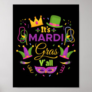 Poster Sua Máscara do Mardi Gras Yall Mardi Gras Party