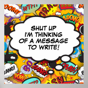 Poster Sua Mensagem Pense Bubble Divertido Retrô Comédia