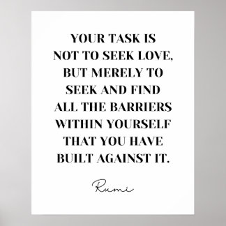 Poster Sua tarefa não é procurar o amor - Rumi Cote