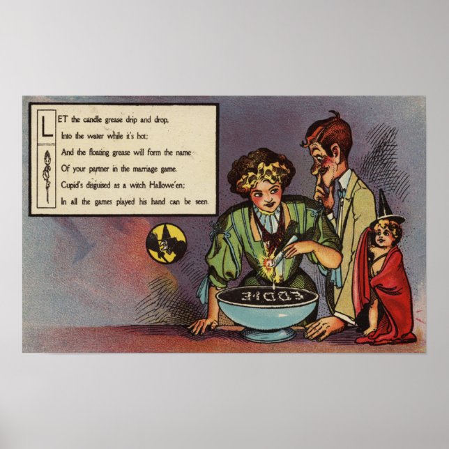 Póster Suarda de Velas de Saudação do Halloween (Frente)