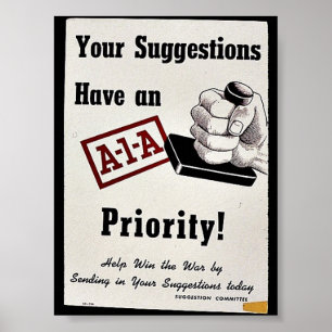 Poster Suas sugestões têm uma prioridade de A-1-A