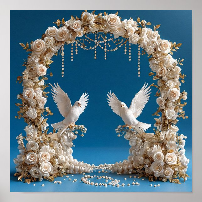 Poster Suave Arte de Pombas de Casamento Romântico 🕊️💖� (Frente)