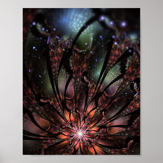 Poster Suave e ternura fantasia fractal flor convida (Frente)