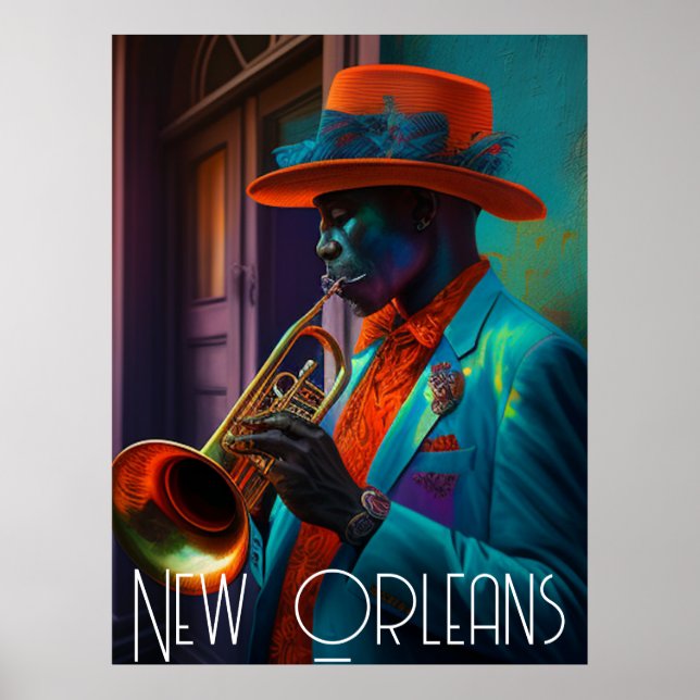 Poster Suave New Orleans Jazz Trumpet Player Nola (Frente)