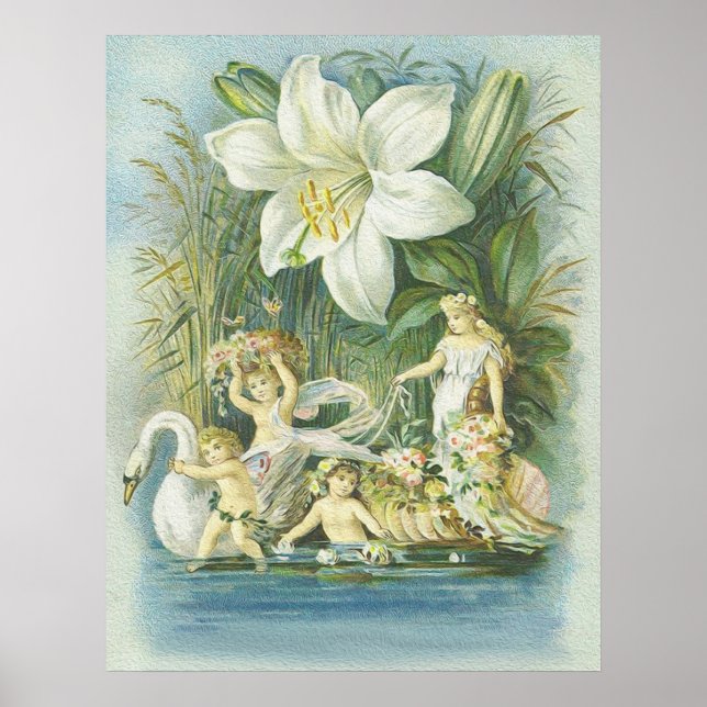 Poster Suavidade - Fadas, Cisne e Flor (Frente)
