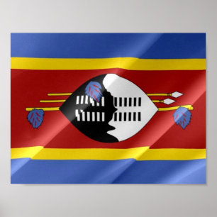 Poster Suazilândia - Bandeira de Ondas -