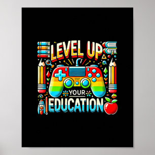 Poster Suba de Nível Sua Educação Professores Inspirados