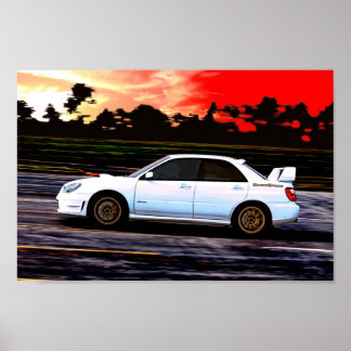 Póster Subaru WRX STi Racing no Sunset