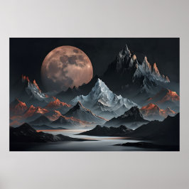 Poster Subida lunar sobre picos de Alienígena - Montanha