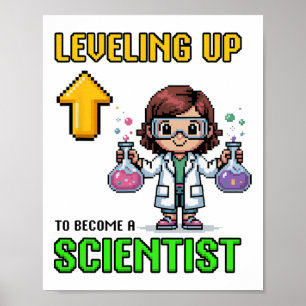 Poster Subindo de Nível Cientista Ck Para a Escola Gamer